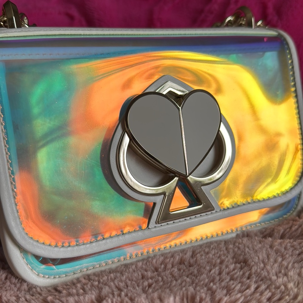 ✨ S O L D ✨ Kate Spade Optic White Hologram Iridescent Nicola Bag - Picture 9 of 11